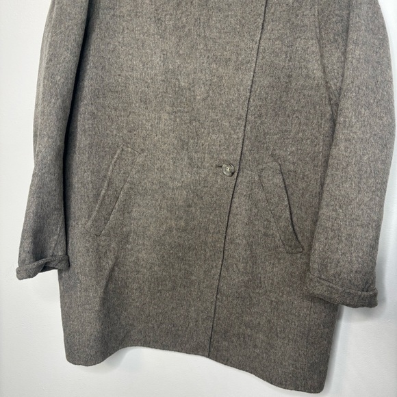 Theory Nyma Wool Blend Coat L — Minimalist Asymmetrical Button Jacket - Picture 4 of 8
